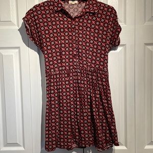 Bebop maroon patterned dress with buttons and collar size medium